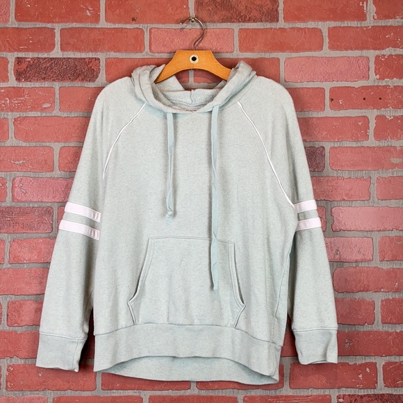 American Eagle Outfitters Tops - American Eagle AEO Ahh-mazingly Soft Mint Chip Green Varsity Stripe Hoodie M